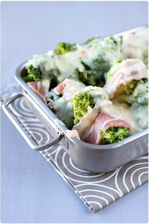panceta de cerdo gratinada con brócoli